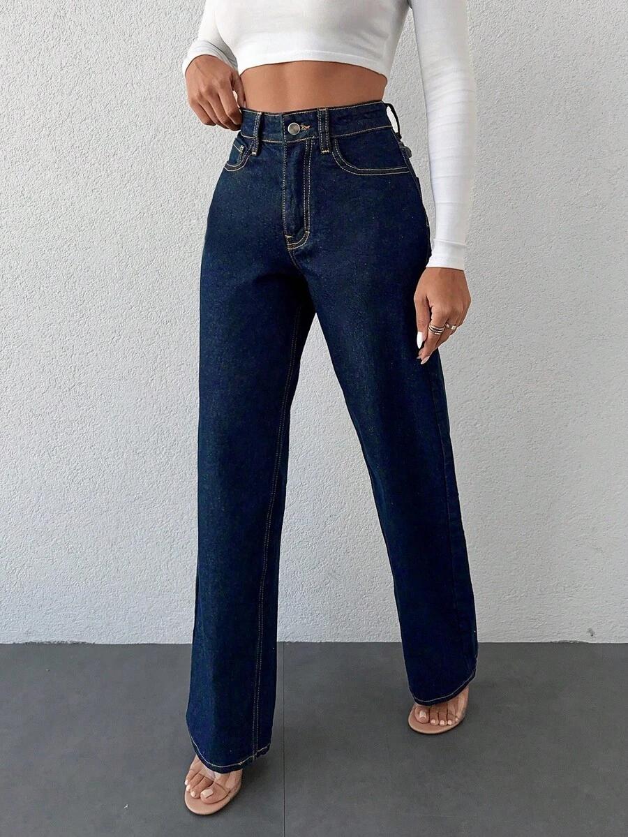 GRANATOWE SPODNIE JEANS