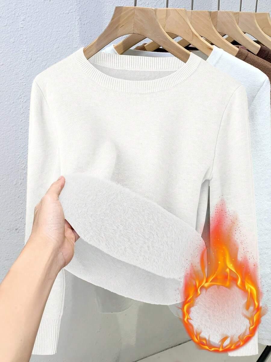 BIAŁY DZIANINOWY SWETER