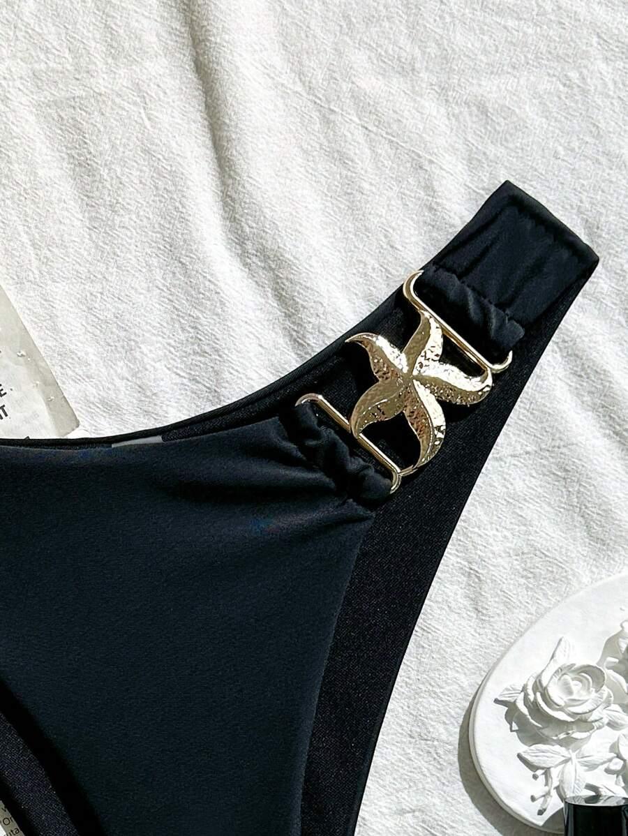 CZARNY DÓŁ OD BIKINI ZDOBIENIE