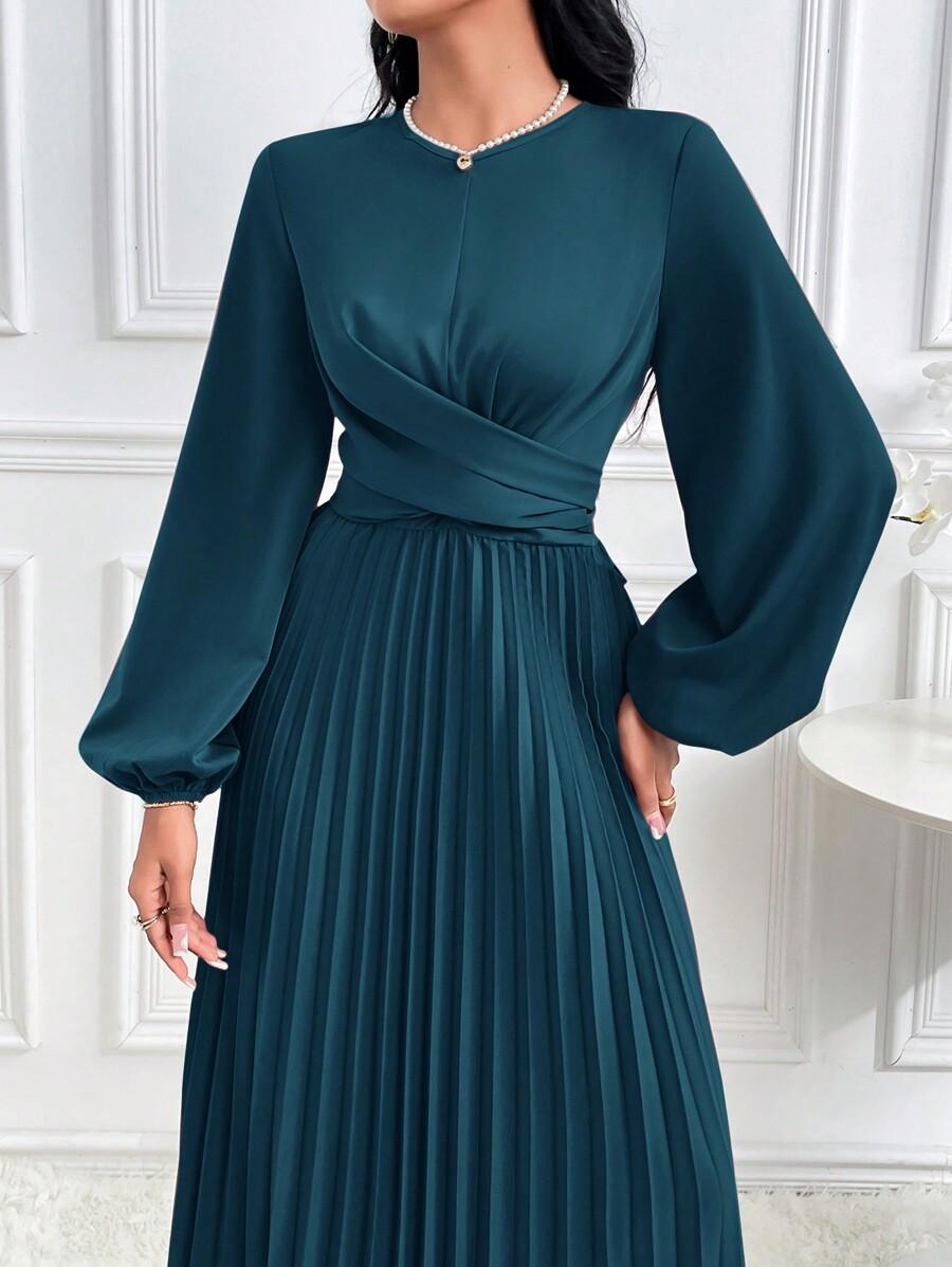 NIEBIESKA PLISOWANA MAXI SUKIENKA