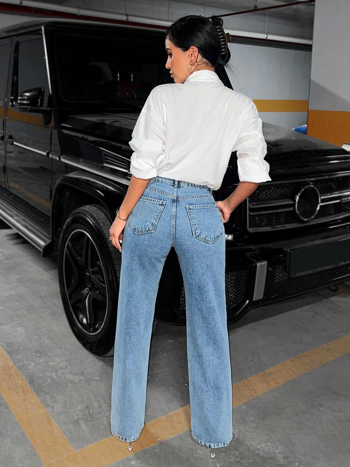 SPODNIE JEANS KIESZENIE ZAMEK 