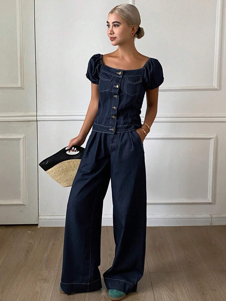 NIEBIESKI TOP JEANS 