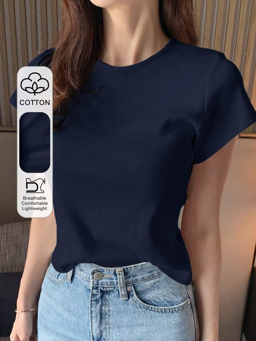 Granatowy t-shirt krótki rękaw