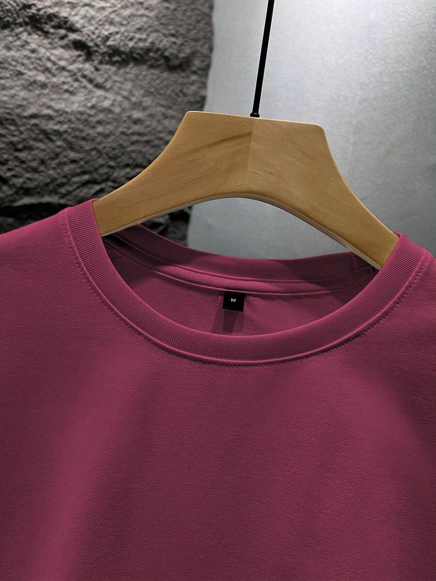 bordowy t-shirt okrągły dekolt