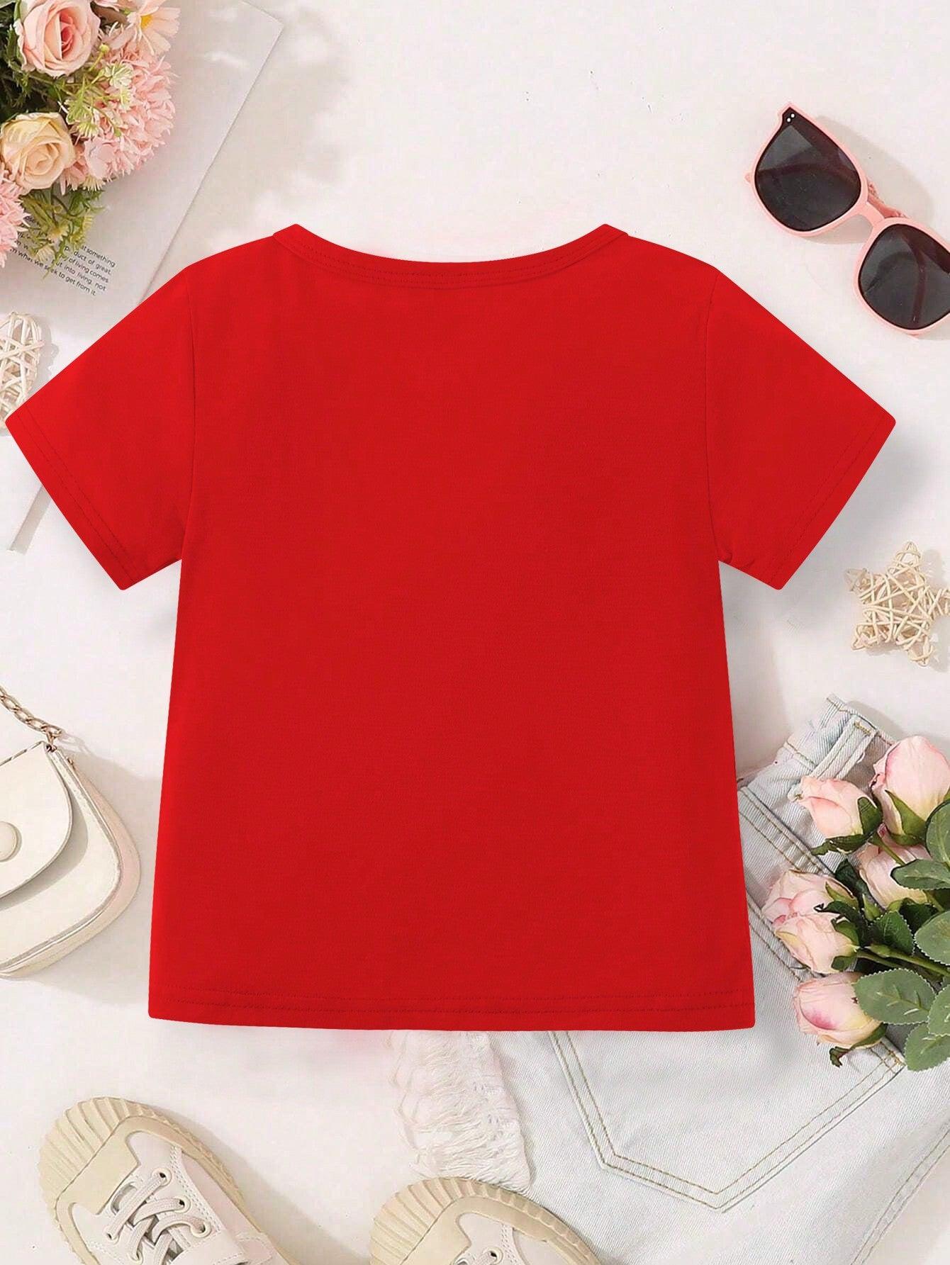 czerwony t-shirt nadruk
