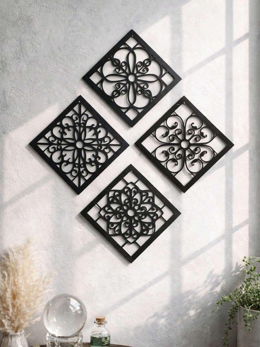 drewniane dekoracje ścienne 4-pack