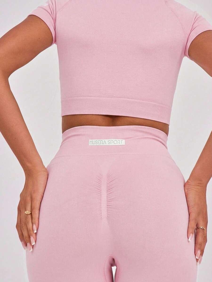 różowe legginsy wysoki stan