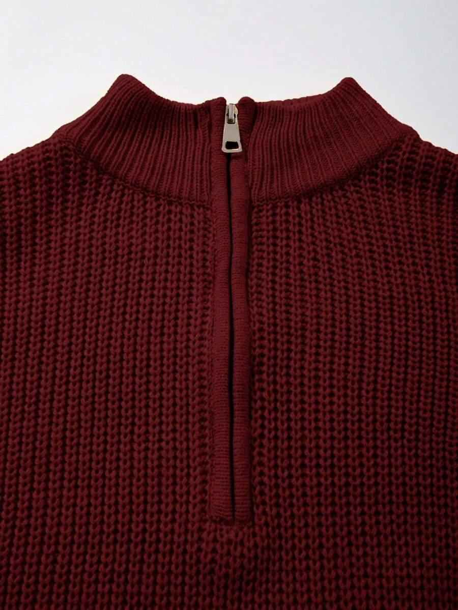CZERWONY SWETER STÓJKA ZAMEK