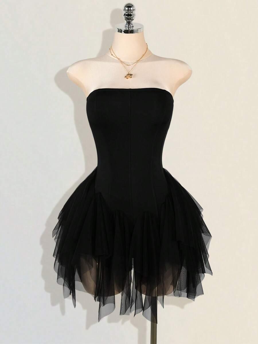 CZARNA MINI SUKIENKA 