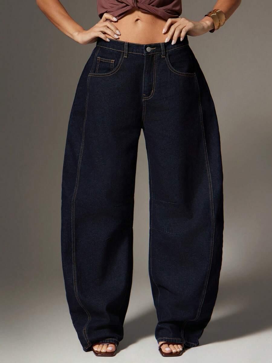 GRANATOWE SPODNIE JEANS