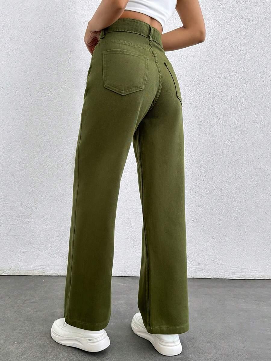 KREMOWE PROSTE SPODNIE JEANS