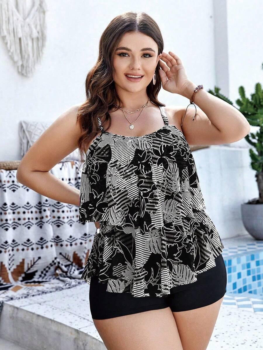 DWUCZĘŚCIOWY STRÓJ KĄPIELOWY TANKINI PRINT 