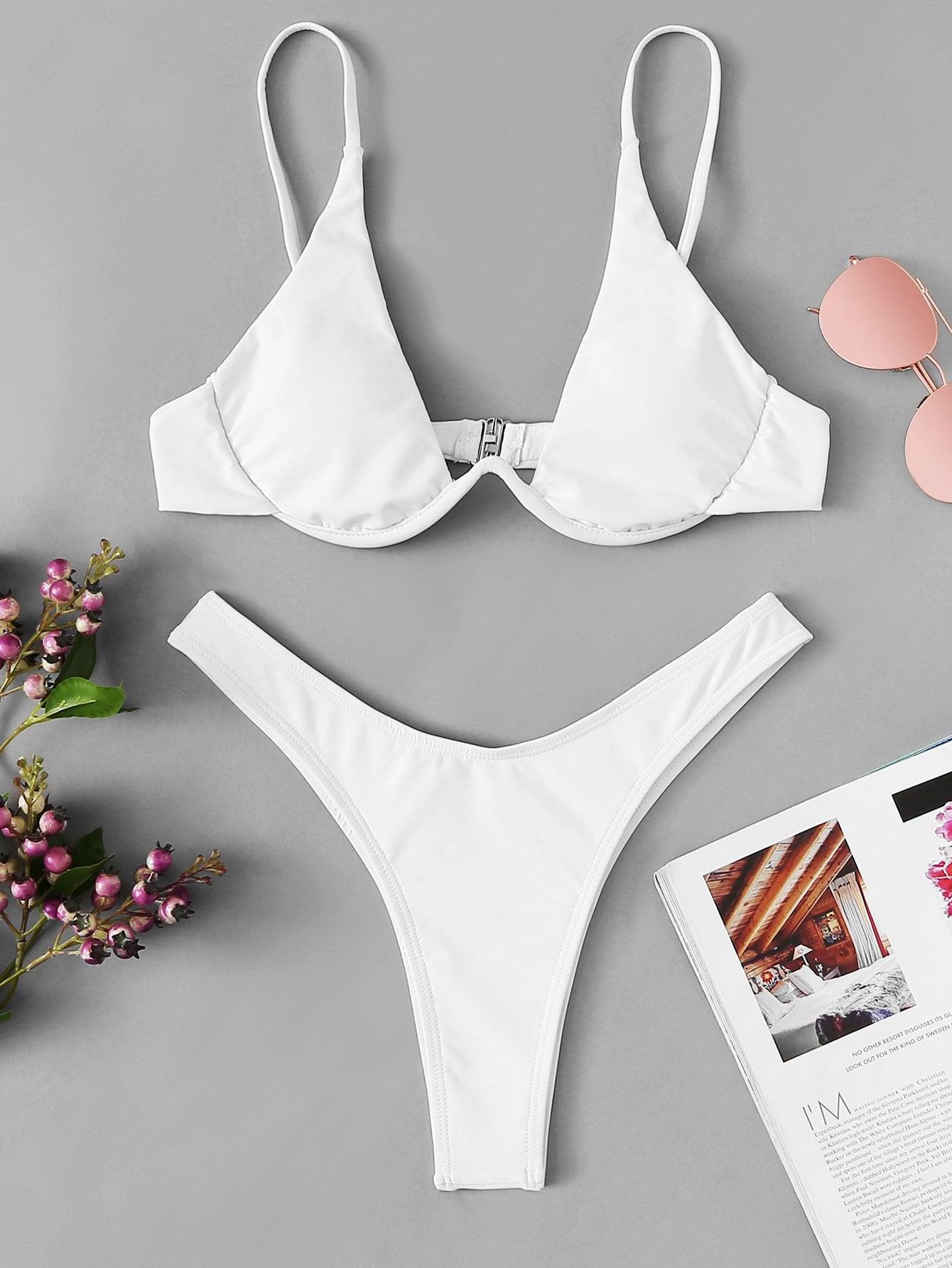 BIAŁY STRÓJ KĄPIELOWY BIKINI KOMPLET