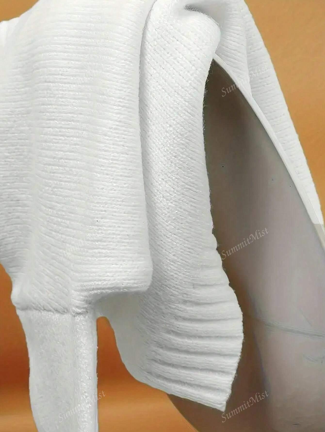 biały DZIANINOWY SWETER