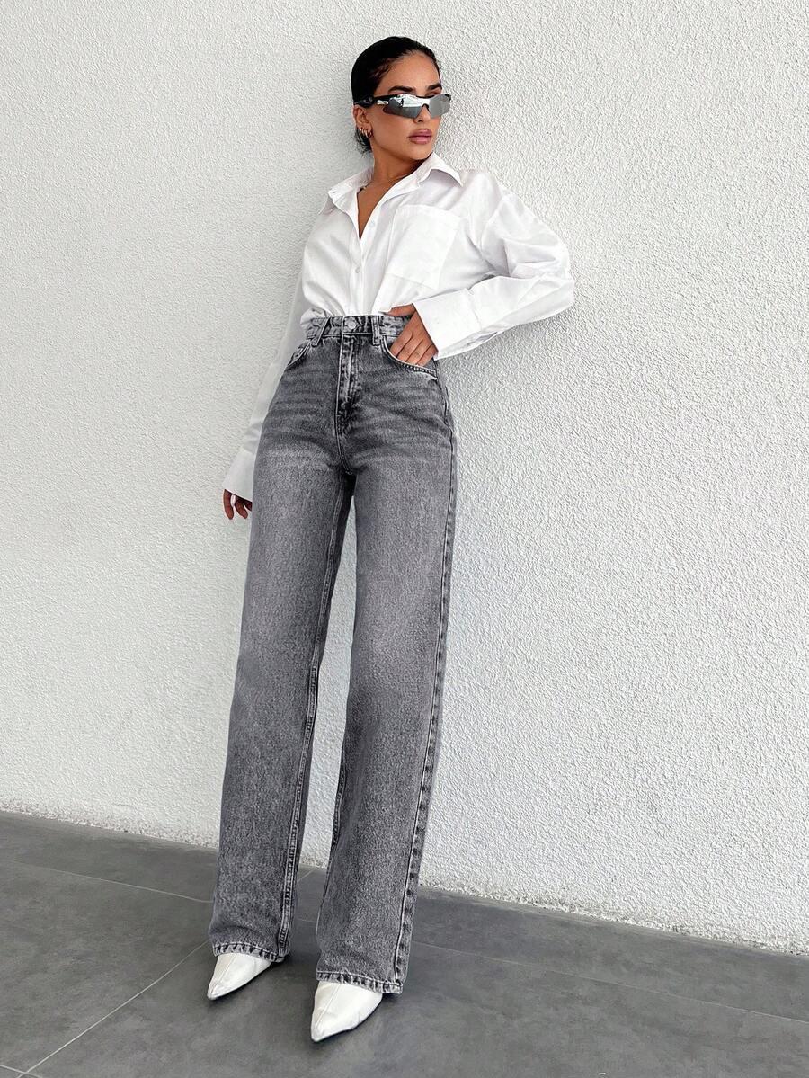 SZARE SPODNIE JEANS 