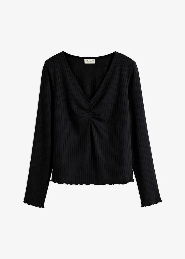 CZARNA BLUZKA V-NECK