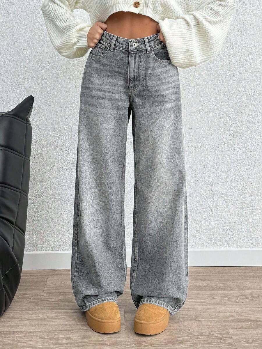 SZARE SPODNIE JEANS 