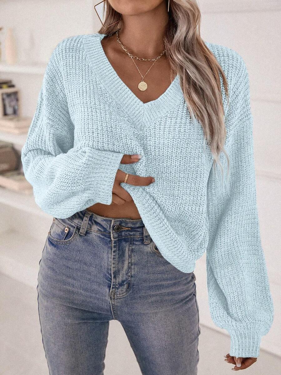 NIEBIESKI SWETER V-NECK