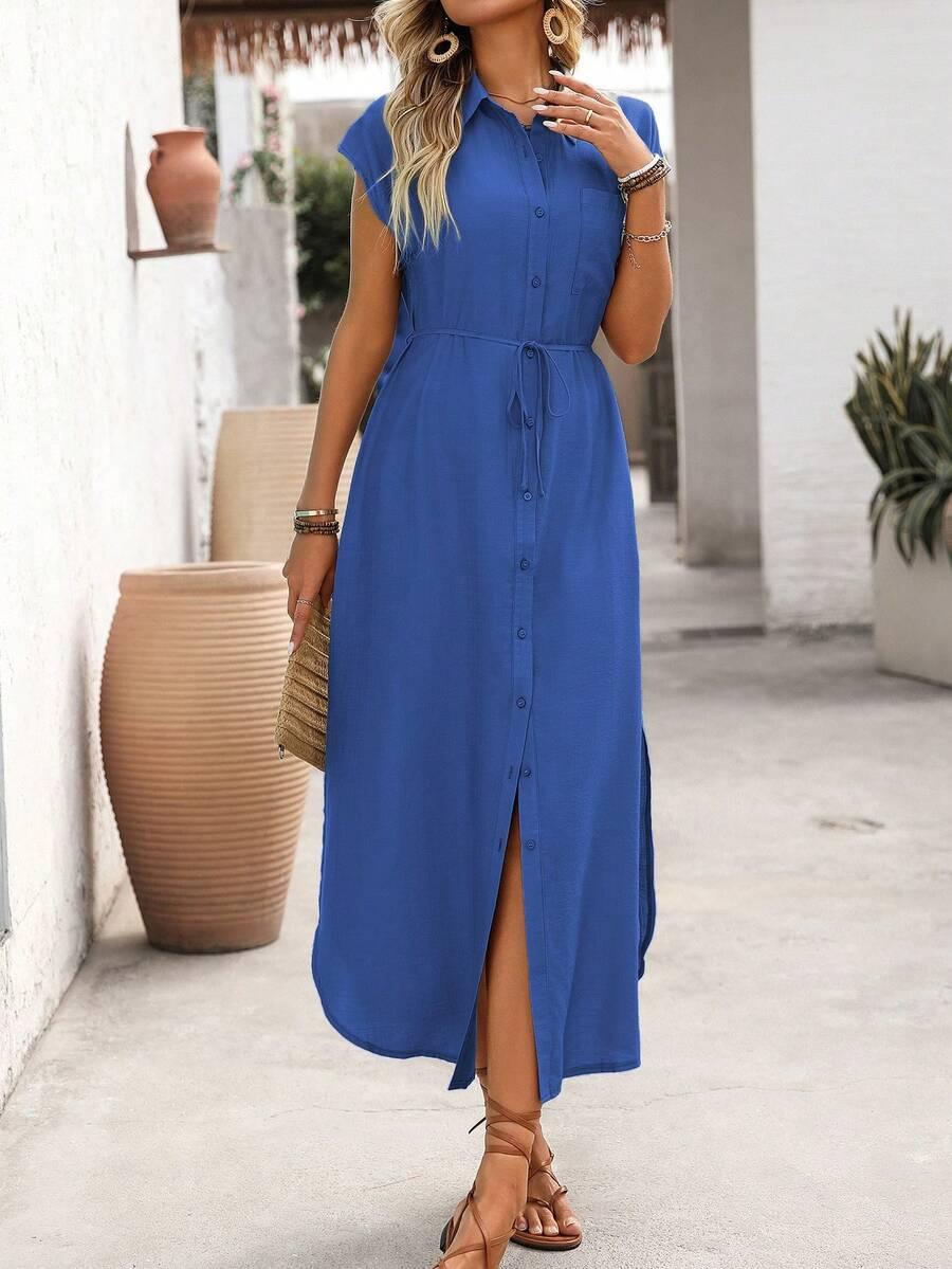 niebieska sukienka maxi