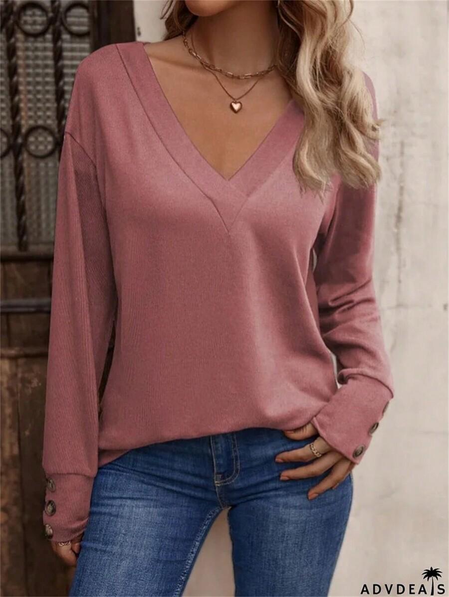 RÓŻOWA BLUZKA V-NECK