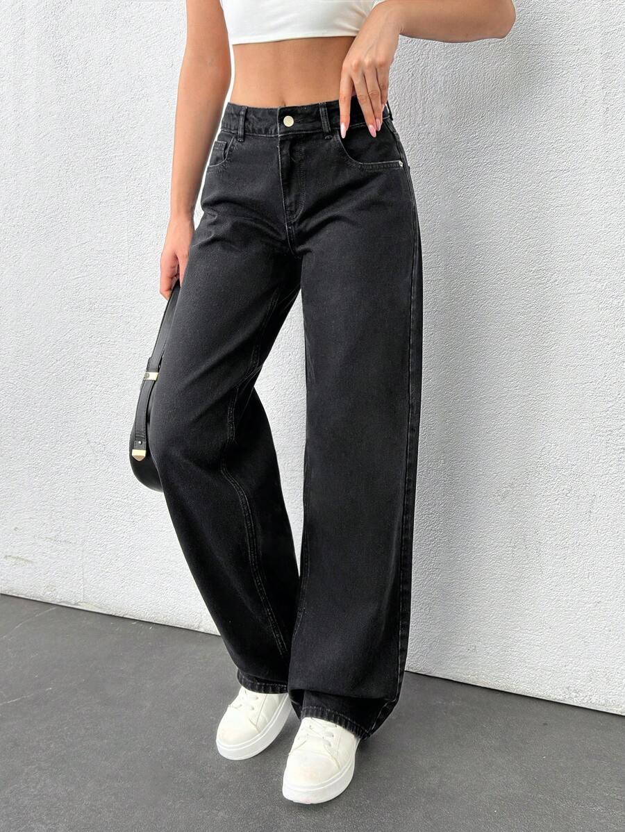 CZARNE SPODNIE JEANS