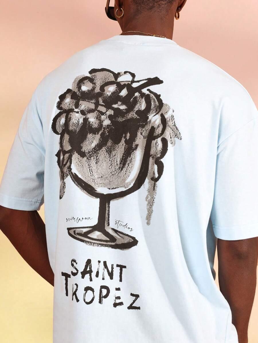 niebieski t-shirt print