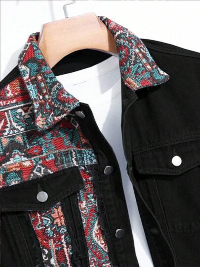 czarna kurtka jeans łączenie 