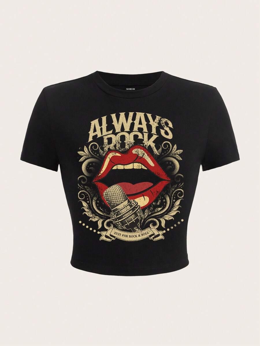 czarny t-shirt nadruk