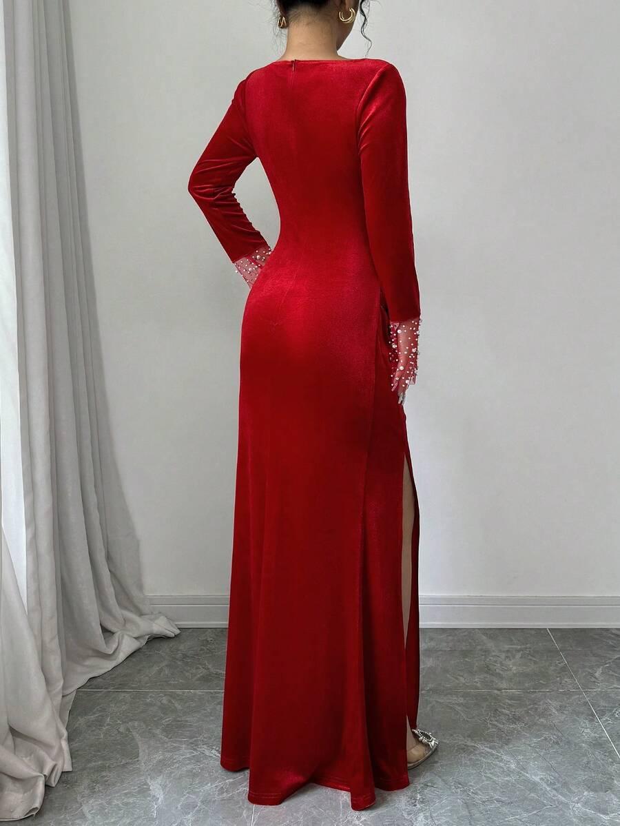 CZERWONA MAXI SUKIENKA