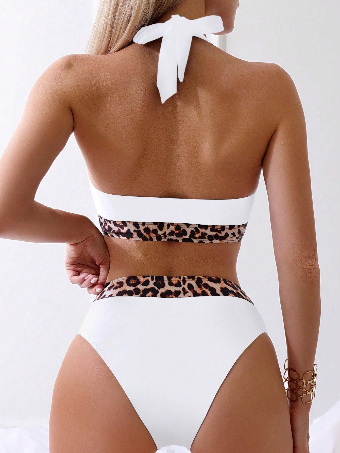 dwuczęściowy strój kąpielowy animal print 