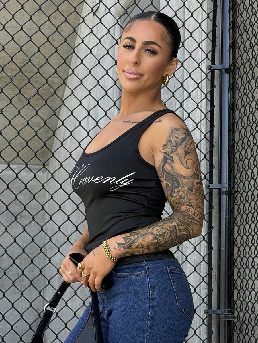 czarny top print