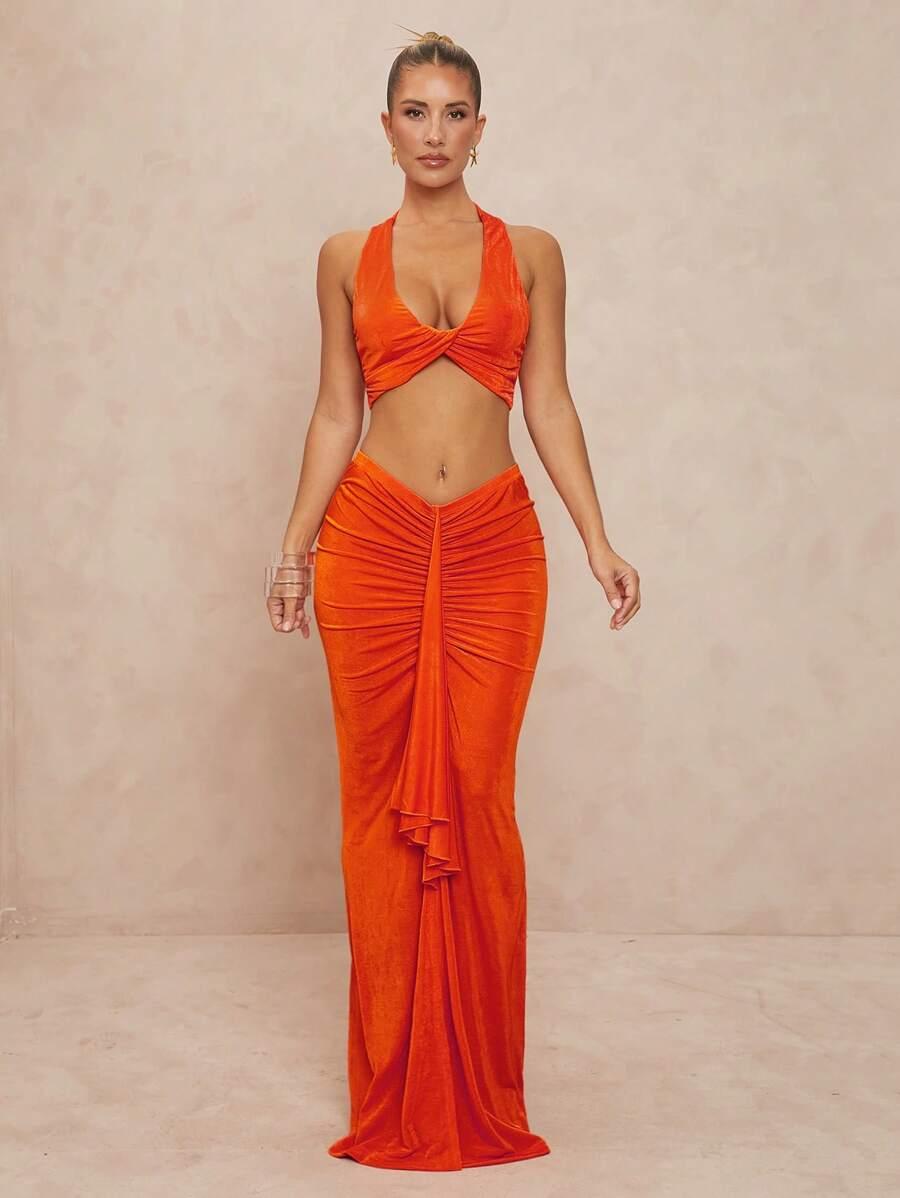 pomarańczowy crop top 