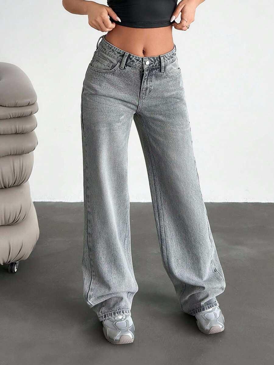 SZARE SPODNIE JEANSOWE