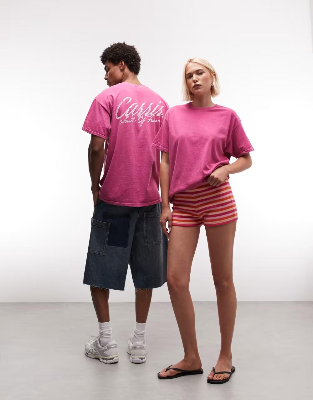 RÓŻOWY T-SHIRT PRINT OKRĄGŁY DEKOLT