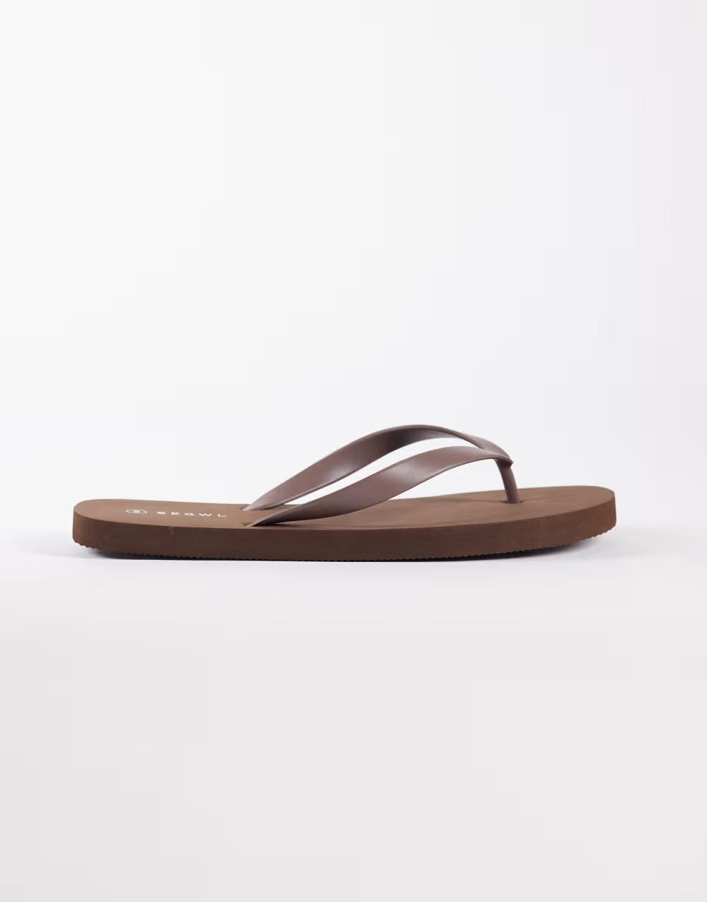 brązowe wsuwane klapki japonki casual