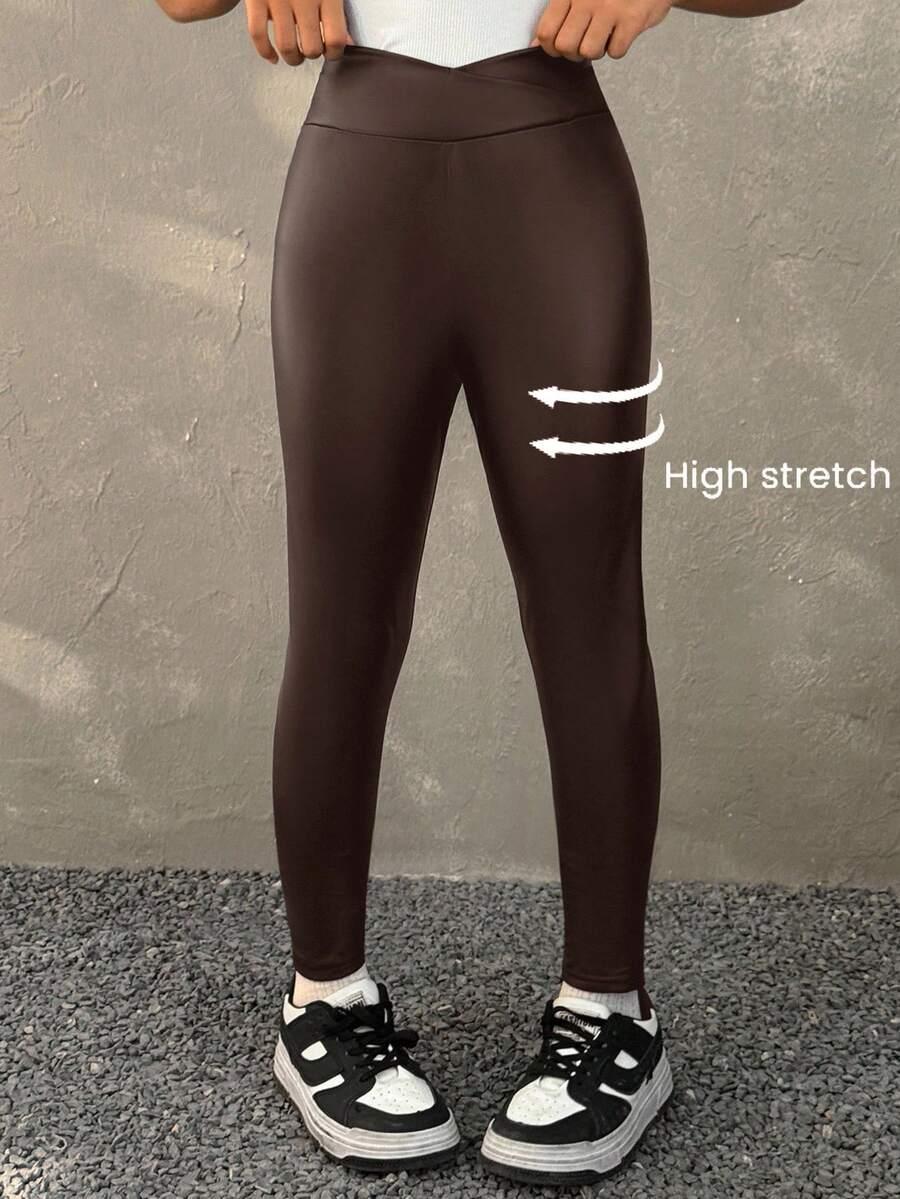BRĄZOWE KLASYCZNE LEGGINSY 