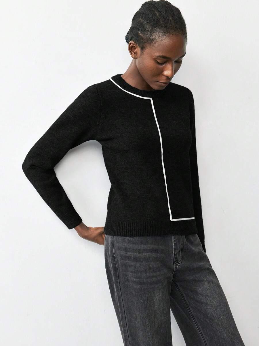 czarny sweter kontrast
