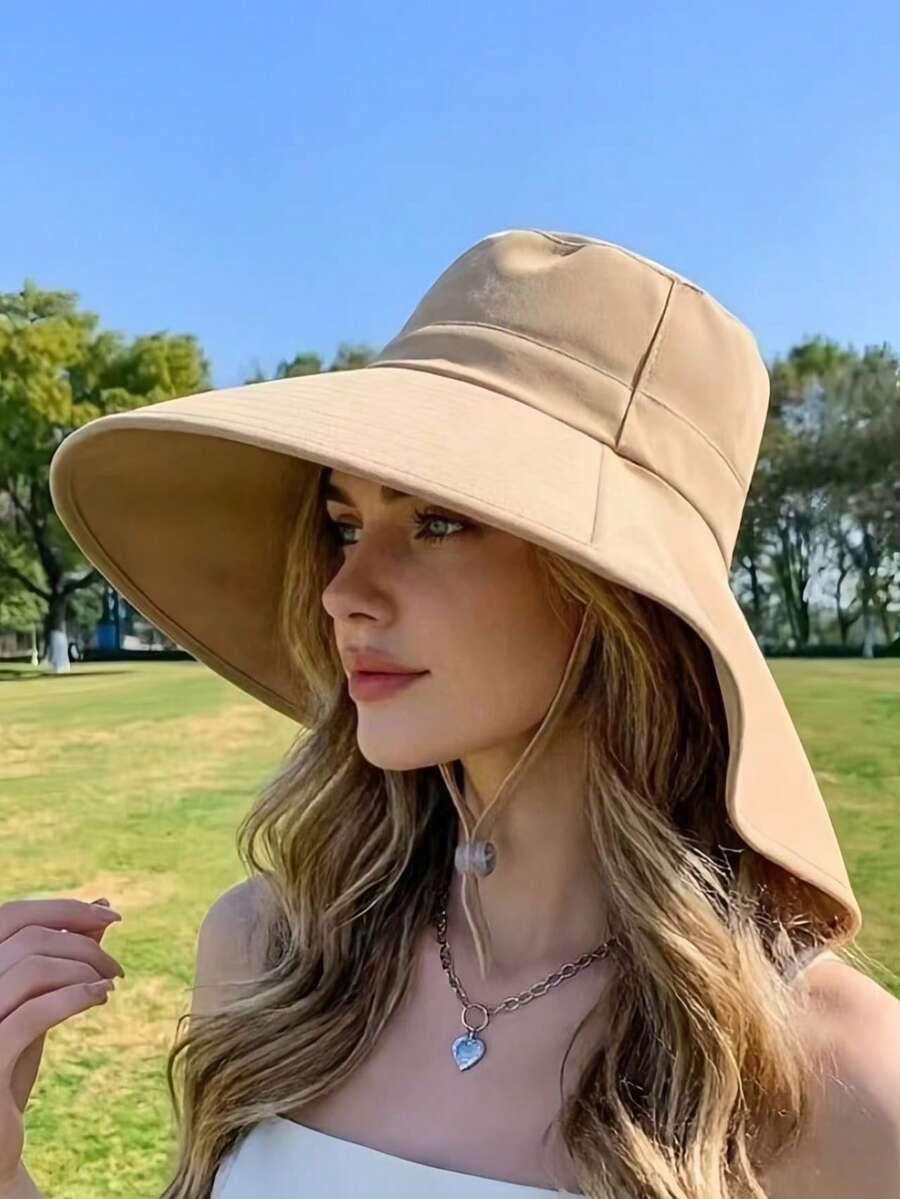BEŻOWY UNIWERSALNY KAPELUSZ Z SZEROKIM RONDEM