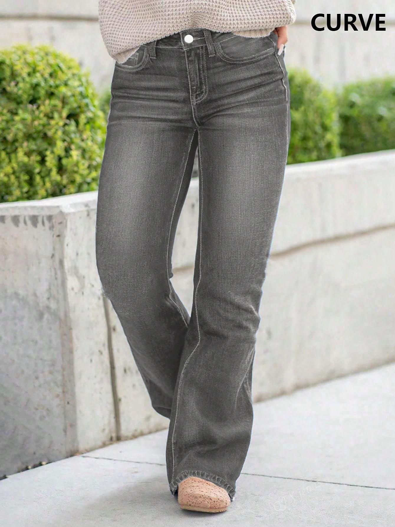 szare spodnie flare jeans