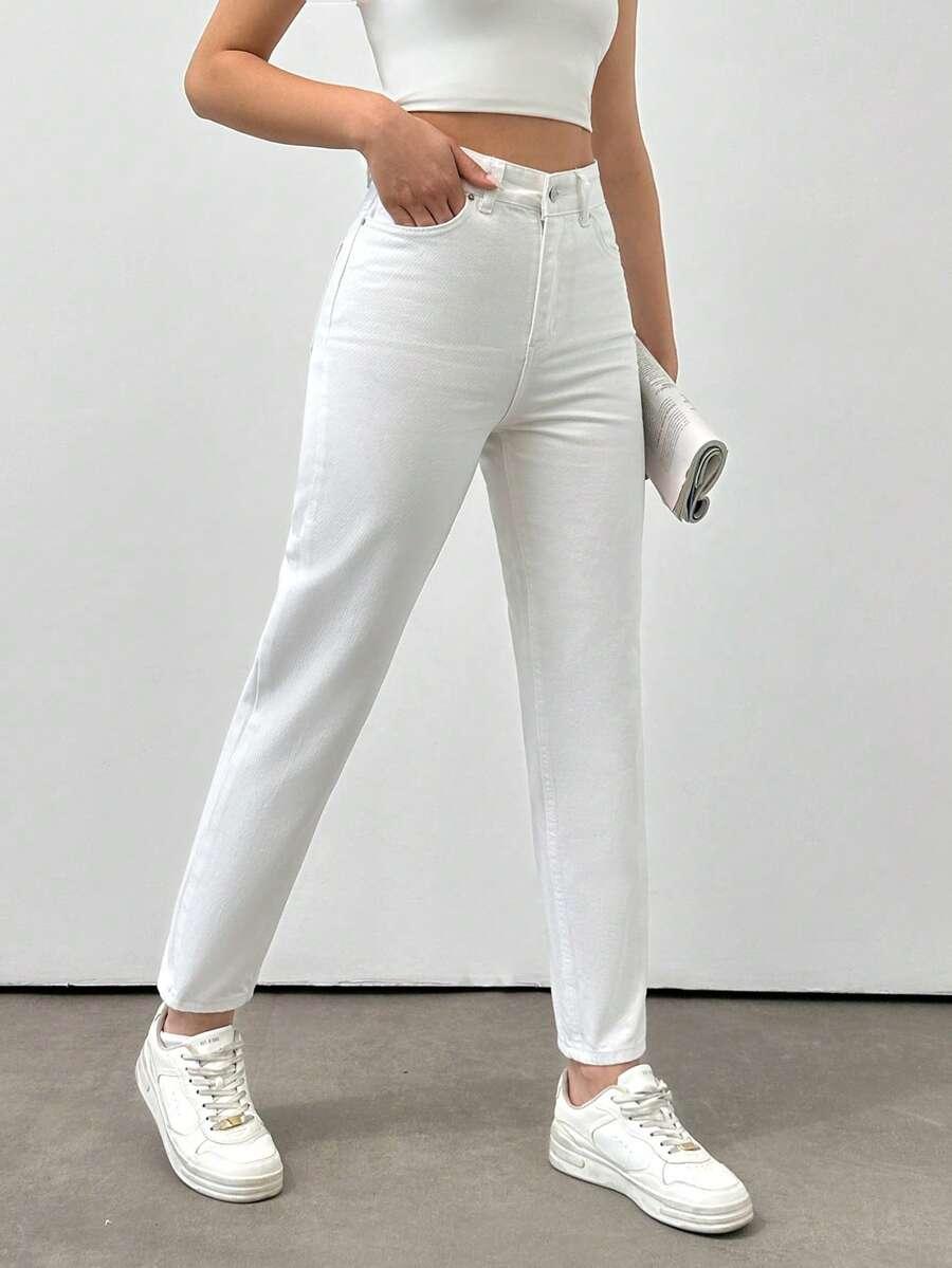 BIAŁE SPODNIE JEANS