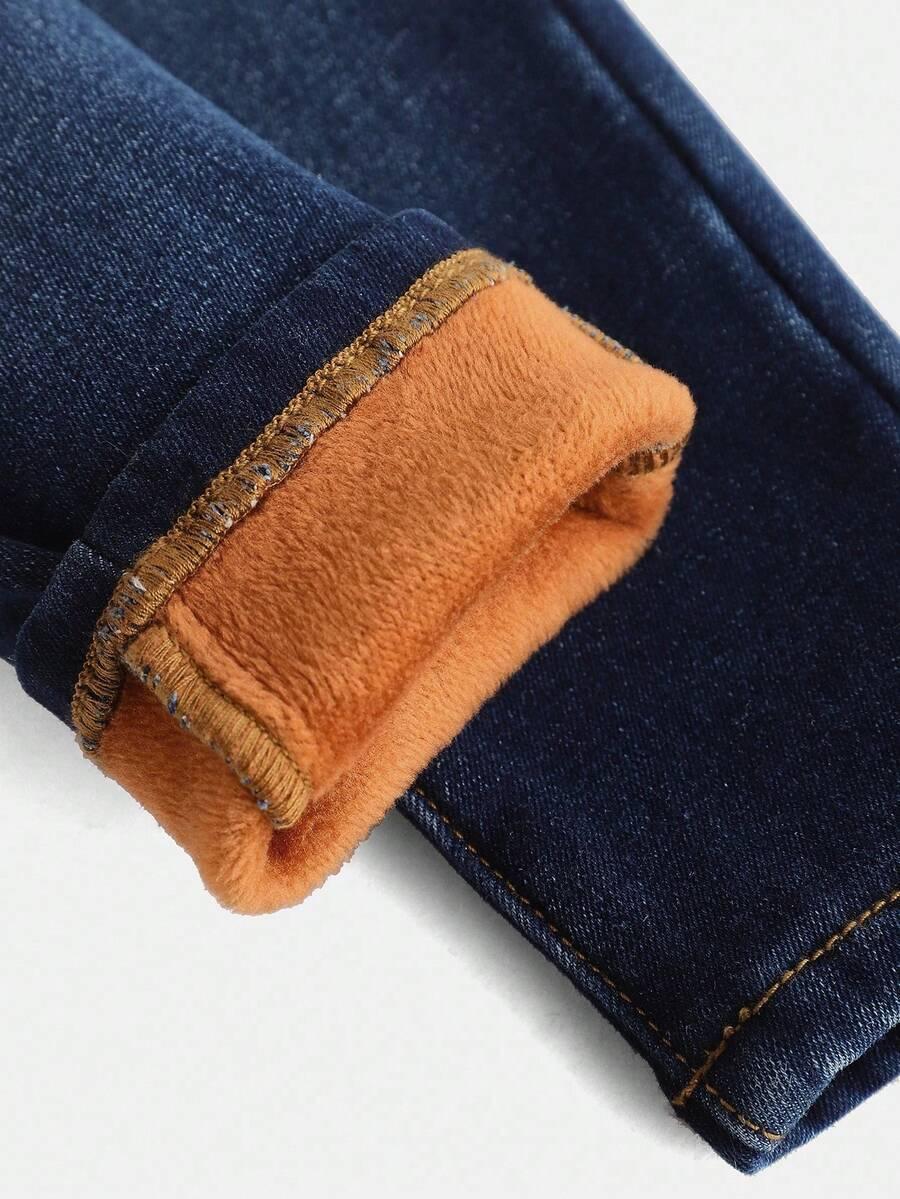 niebieskie spodnie ocieplane jeans