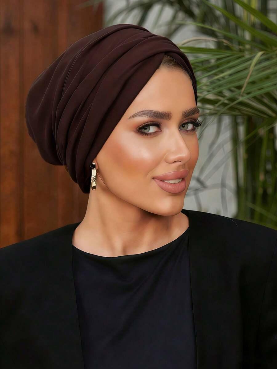brązowy turban na głowę