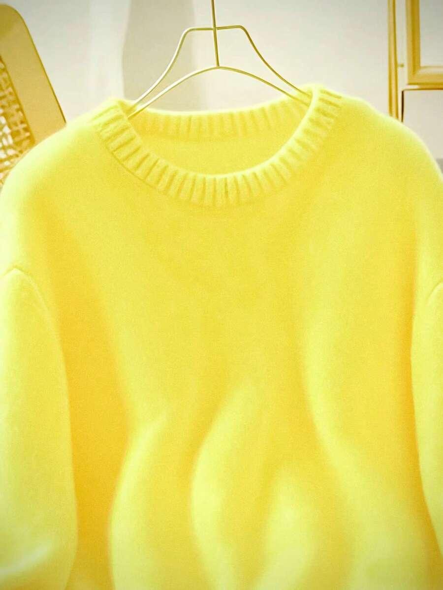 ŻÓŁTY SWETER DŁUGI RĘKAW