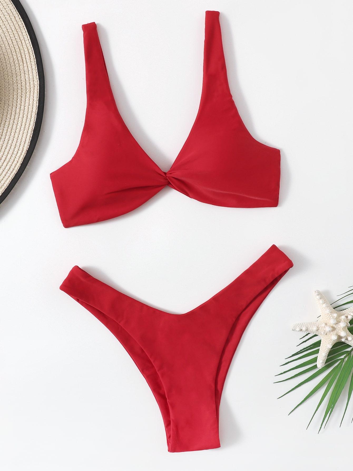 CZERWONY DWUCZĘŚCIOWY KOSTIUM KĄPIELOWY BIKINI