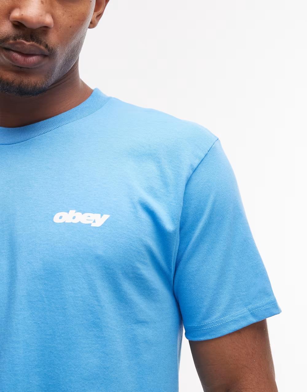 bawełniany niebieski t-shirt okrągły dekolt nadruk logo