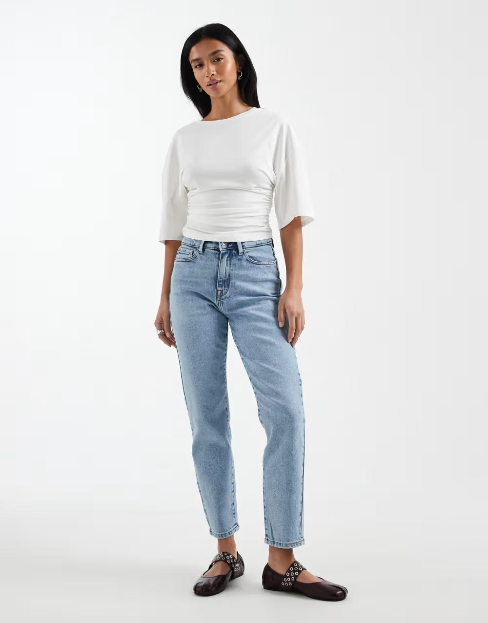 niebieskie spodnie jeans wysoki stan