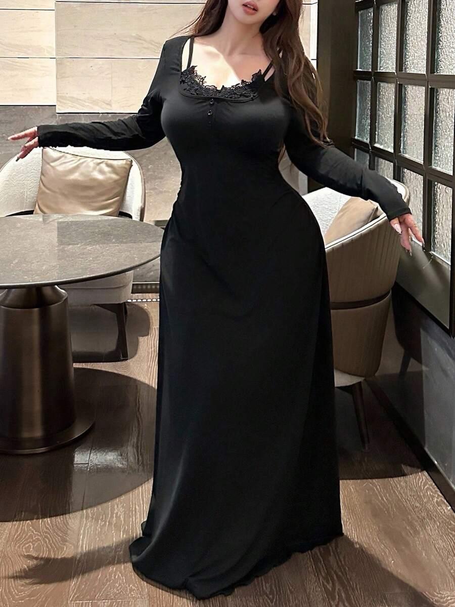 CZARNA MAXI SUKIENKA