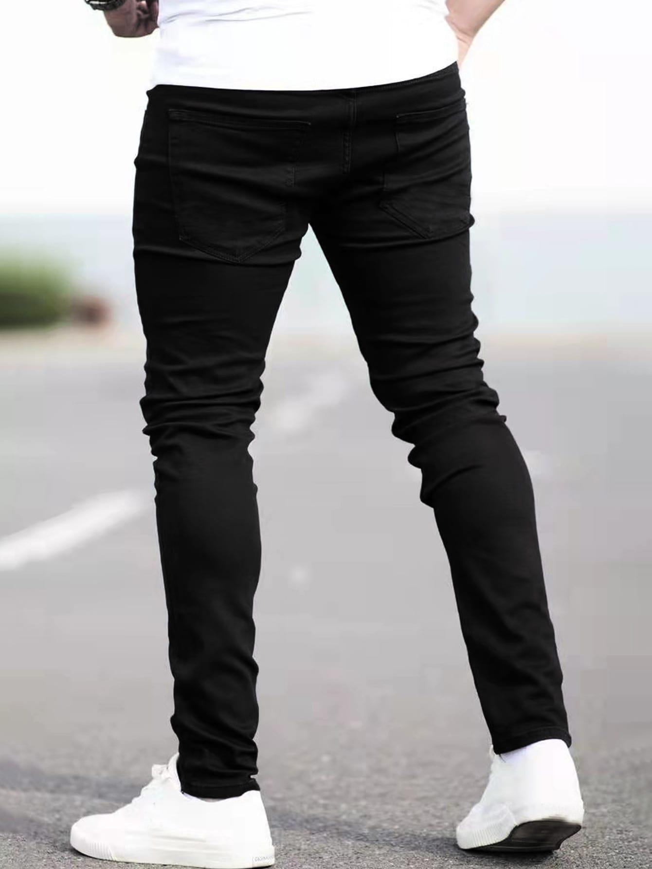 CZARNE SPODNIE  JEANS ZAMEK