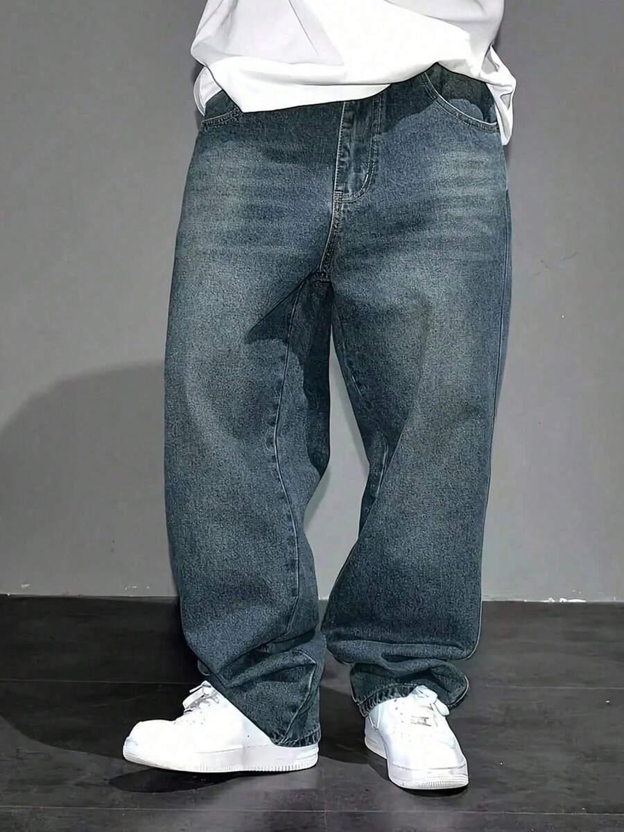 NIEBIESKIE SPODNIE JEANS zamek kieszenie