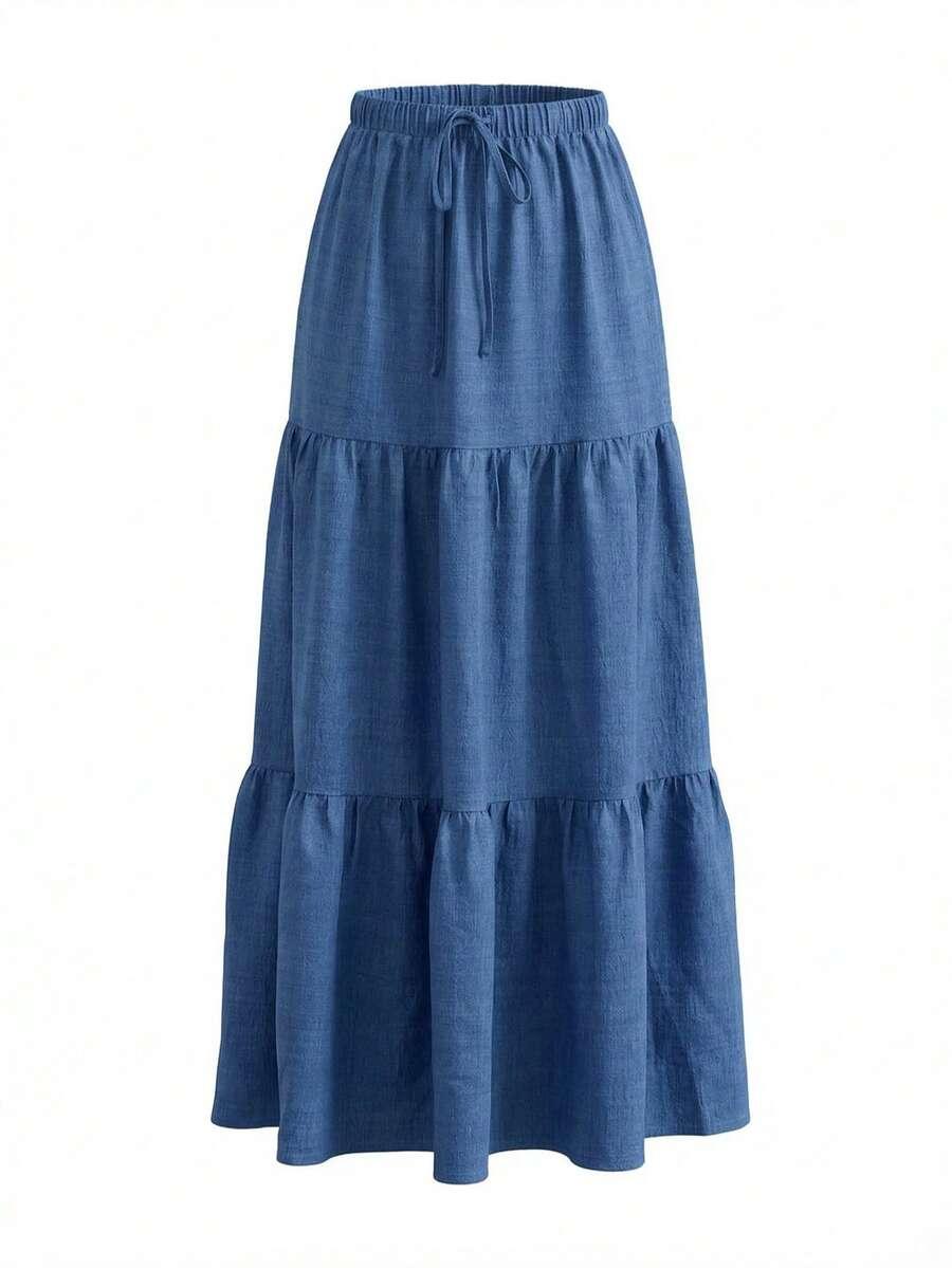 NIEBIESKA MAXI SPÓDNICA JEANS 